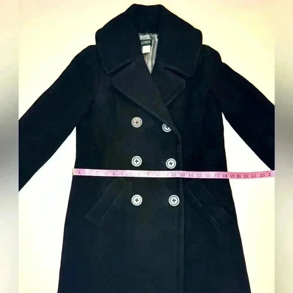 J. CREW Women’s Black 90 % Wool 10% cashmere Over Coat Jacket Size-4T - Picture 6 of 10